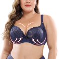 thumbnail image 2 of Deepwonder Women E/D Cup Lace Minimizer Full Figure Underwire Bra Lace Perspective Bras Non Padded Women Lingerie Underwire Embroidery, 2 of 6