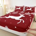 thumbnail image 3 of Manfei Wild Christmas Reindeer Twin Sheet Sets,Xmas Snwoflake Twin Fitted Sheet,Red White Flat Sheet For Girls Boys,Super Cozy Room Decor,3 Pieces, 3 of 7