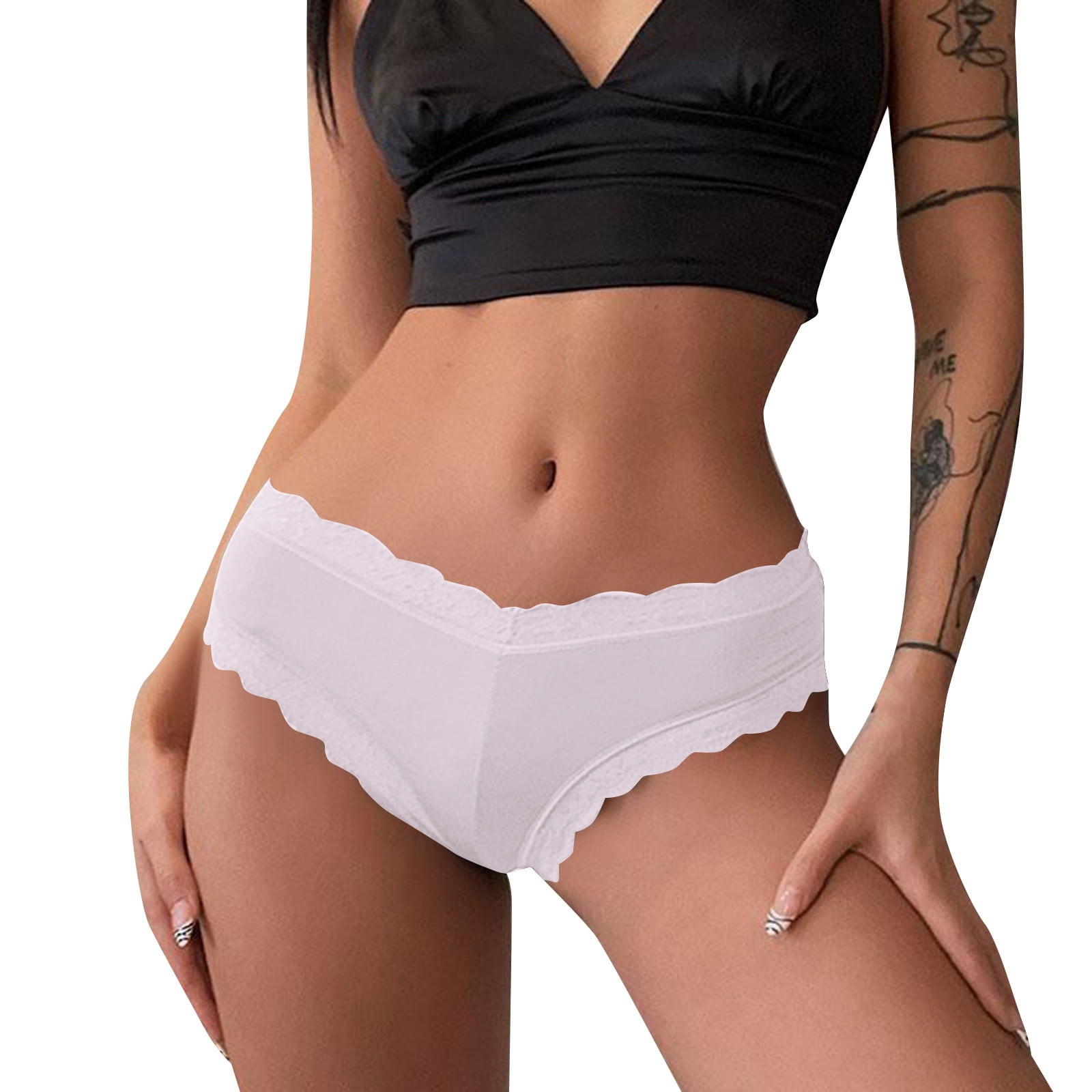 TAIAOJING Seamless Thong For Women Floral Lace Mesh Panties Low