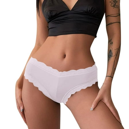 

NECHOLOGY Waist Trainer under Clothes Women Floral Lace Mesh Panties Low Rise Hollow Out Seamless Panties for Women No Show Underpants White Small