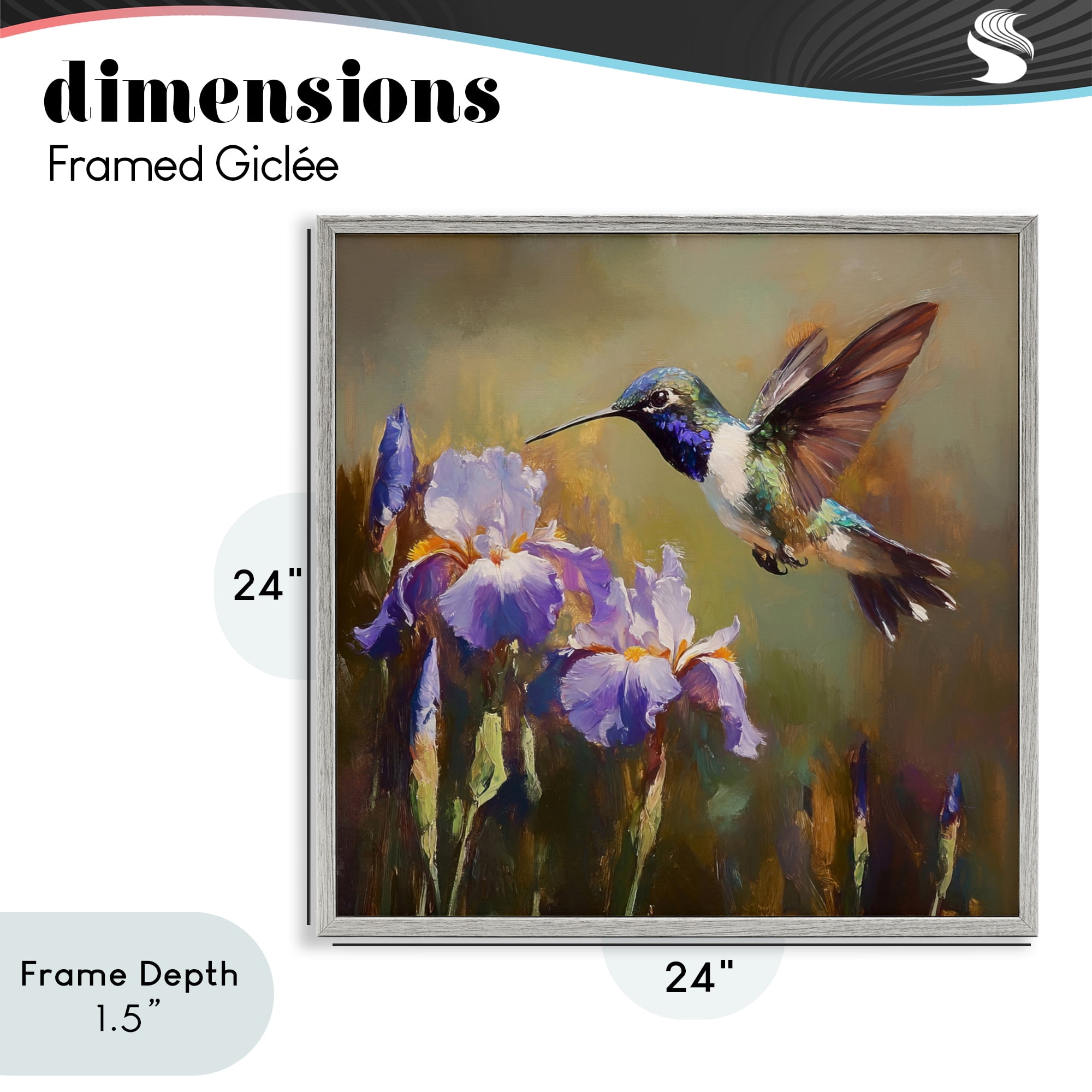 Stupell Industries Hummingbird & Purple Irises Gray Framed Giclee Art, design by Tina LeCour