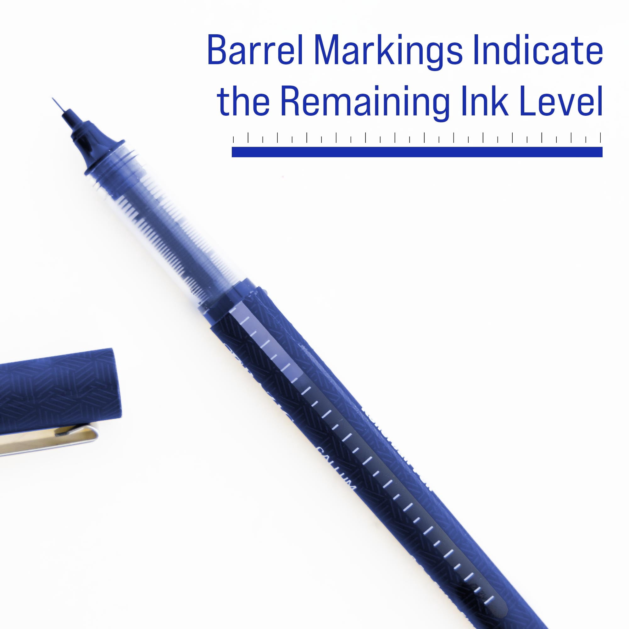 BAZIC Callum 0.5mm Rollerball Pen, Blue Ink Needle Tip Fine Point Ink Pens (2/Pack), 4-Packs
