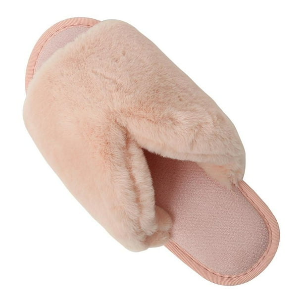 GOODLY Womens House Slippers Open Toe Soft Plush Fleece Bedroom