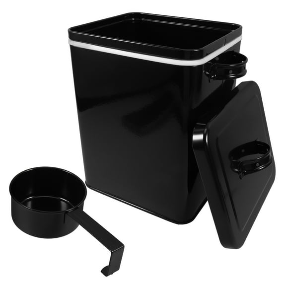 WASHWEPE Flour Canister with Airtight Lid Black Stainless Steel 1Pack