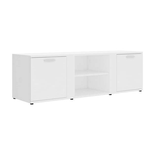 TV Cabinet Compartments Television Cupboard 2 Doors Chipboard TV Sideboard for Living Room, White - by Robot-GxG - -