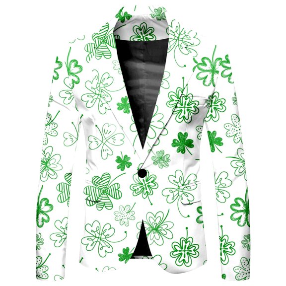 MSJUHEG St Patricks Day Outfits for Men Causal Jacket Jackets for Men Spring Fall Track Coat for Outdoor Slim Fit Suit Set Suits for Men Mens Jacket Ag L