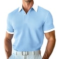 thumbnail image 3 of IhhxPro Men's Short Sleeve Collared Shirt with Button Detail Stretchable Summer Knit Casual Fit Lightweight Travel Golf S-3XL, 3 of 6