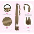 thumbnail image 3 of Zhuge 2 extensiones de cola de caballo trenzada larga con lazo para el cabello, extensiones de color negro oscuro para uso diario de mujeres, negro marrón B, 3 of 5