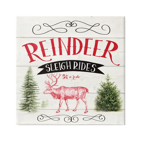 Stupell Industries Sleigh Rides Phrase Holiday Painting Gallery Wrapped Canvas Print Wall Art, 17 x 17