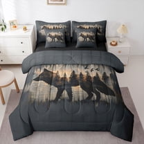 Feelyou Wildlife Wolf Boy Twin Bedding Sets 7pcs, Rustic Farmhouse Bedding Comforter Set