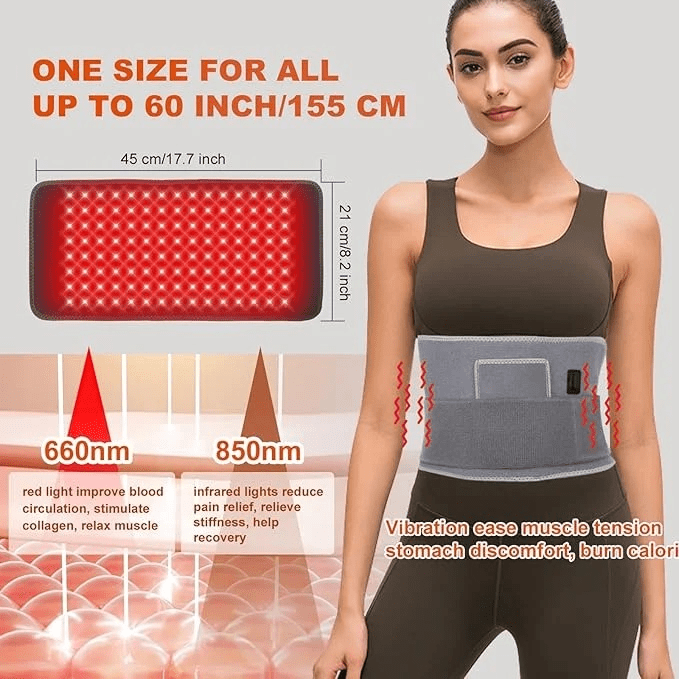 3-in-1 Red Light Belt with Warming & Vibration, Flexible Comfort Wrap for Lower Back