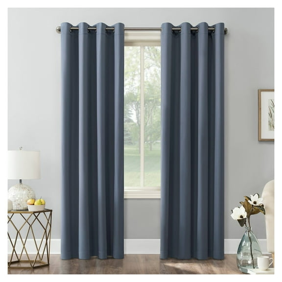 54"x84" Blackout Kenneth Energy Saving Grommet Curtain Panel Blue: Modern Polyester Curtain Panels