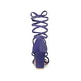 thumbnail image 2 of BLISSFUL STEP Women's Faux Velvet Lace Up Block Heel Strappy Sandals Purple (Size 8.5), 2 of 8