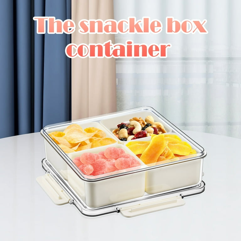 Divided Serving Tray with Lid Snackle Box Container with Drain