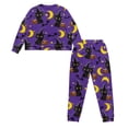 thumbnail image 5 of Yuyamidu Black Cat Pjs for Women Set 2 Pieces Pumpkin Pajama Tops with Long Sweatpants Size S Halloween Casual Long Sleeve Sleepwear Comfy Home Wear Lounge Wear, Purple, 5 of 7