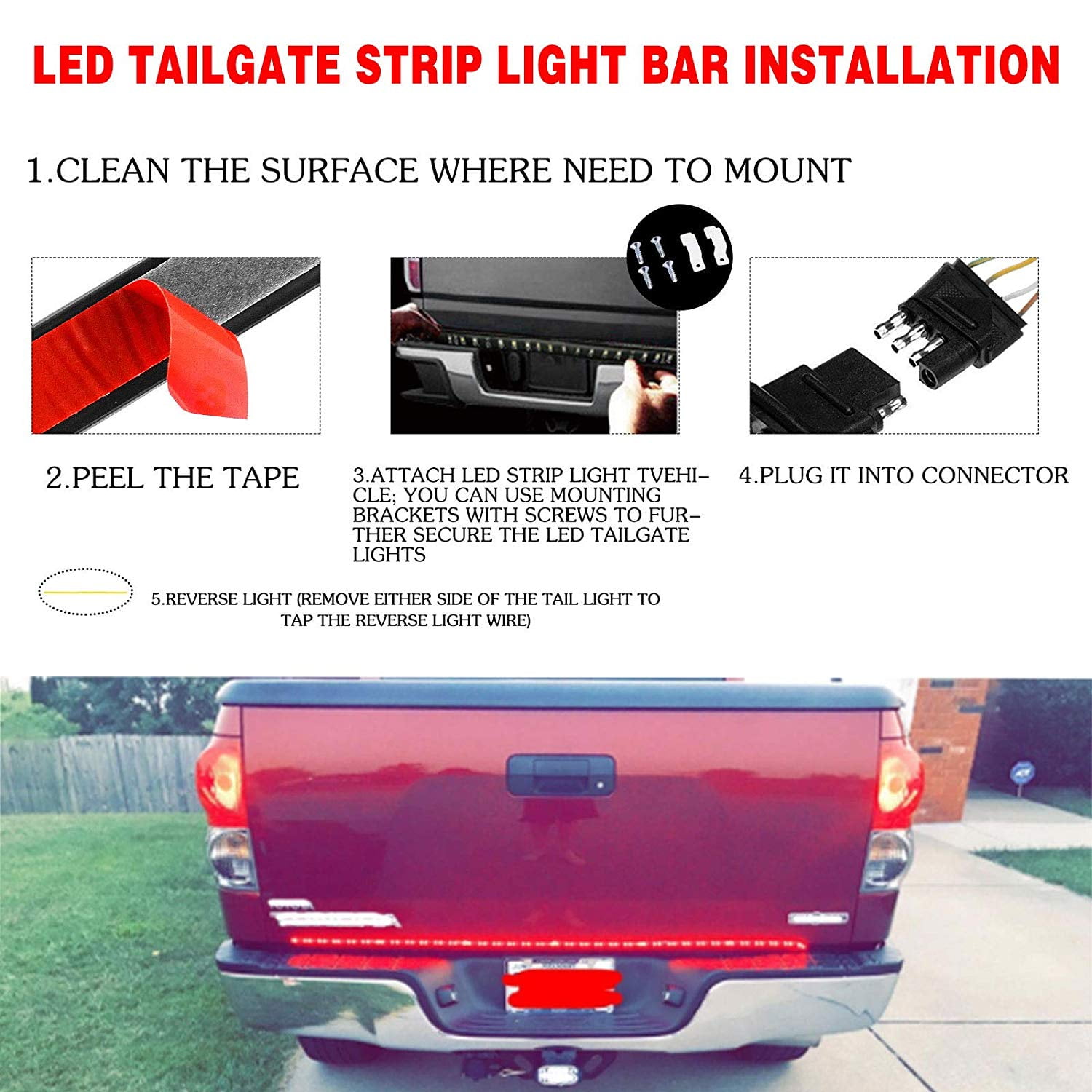 Partsam Rear Led 60 Tailgate Light Strip Bar 2835 Smd