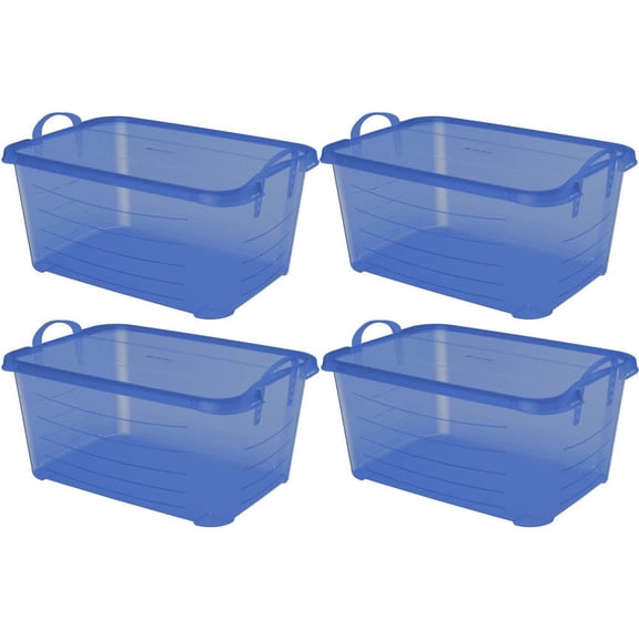 Life Story 55 Qt. (4 Pack) Adult Plastic Storage Bin, Blue