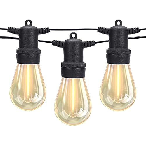 DGE Outdoor LED String Lights 48FT Patio String Light Shatterproof & Waterproof IP65, 18 AWG UL Listed Wire Bright String Light for Patio, Backyard, Gazebo, Porch, Wedding Party