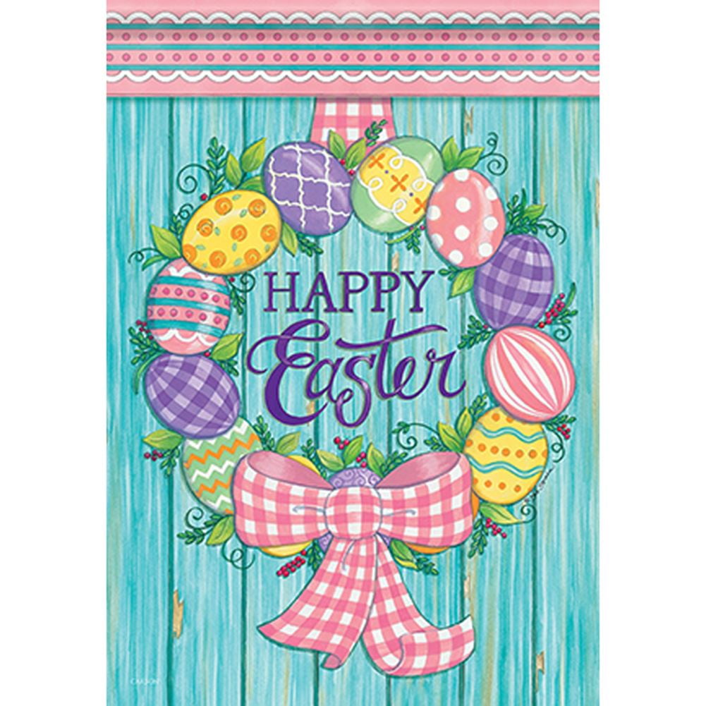 Carson Double Sided House Flag - Easter Egg Wreath