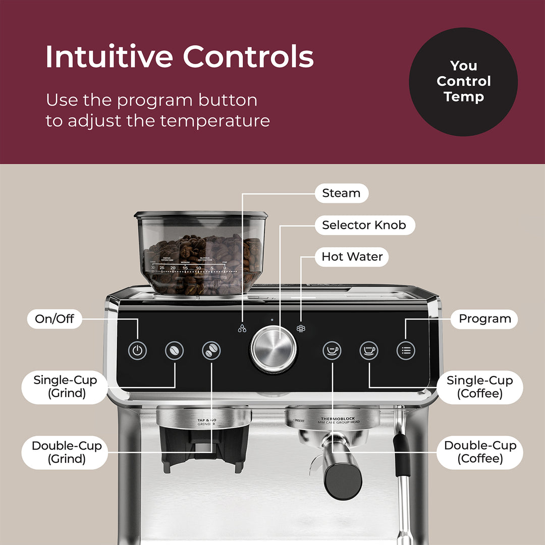 Buy Mueller Premium Espresso Coffee Maker with Milk Frother, Coffee