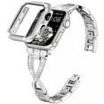 thumbnail image 6 of Dwitch Bling Band+Full Case Compatible with Apple Watch Series 6/5/4/SE 40mm for Women Girls,Glitter Diamond Metal Adjustable Bracelet Band & Cover for iWatch Series 6/5/4/SE 40mm,Silver Strap+Case, 6 of 8