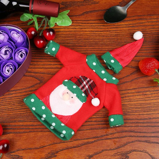 Conjunto de decoración de botella de vino tinto y champán Ndcxsfigh, Navidad, Gorro de Papá Noel, 11,5*5,5 cm