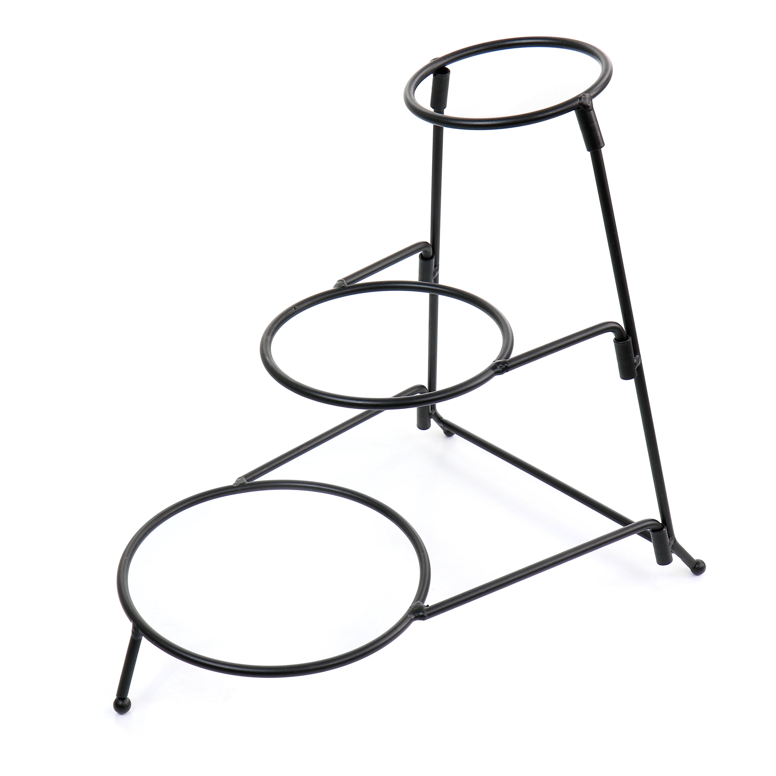 Gibson Home Crenshaw 4 Piece Hand Painted Stoneware 3-Tier Serving Bowl Set with Metal Rack