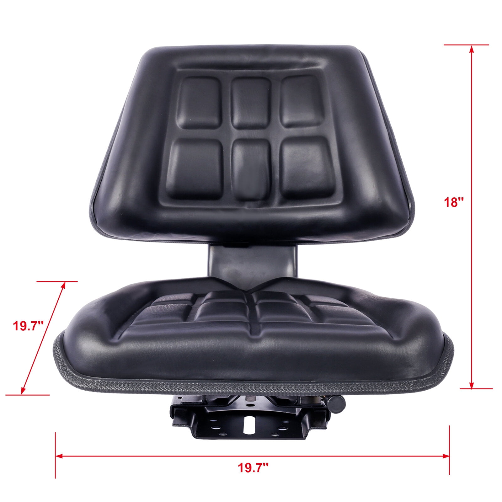 , Tractor Seat w/ Backrest Black Slide Track Steel/PVC Compact Mower, Black ,Steel ,