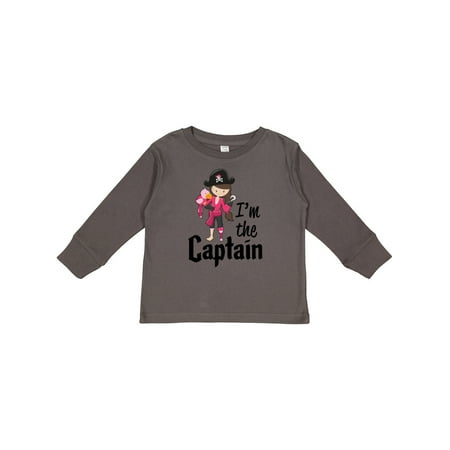 

Inktastic I m the Captain- Pirate Girl Girls Long Sleeve Toddler T-Shirt
