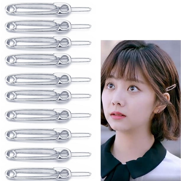 Pinzas para el cabello con imperdibles plateados, accesorios para el cabello Y2K, pinzas góticas para el cabello para mujeres, 10 piezas de horquillas de metal con forma de imperdible, antideslizantes