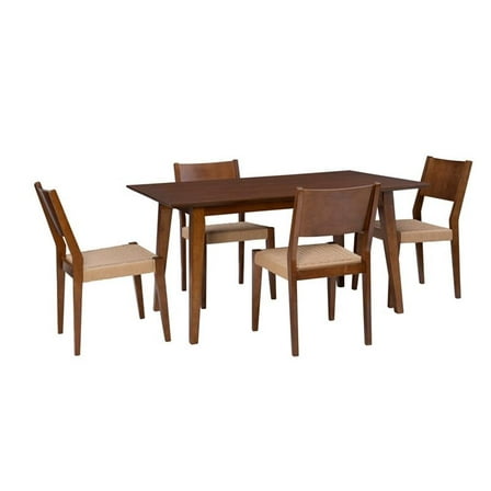 Pemberly Row Modern Five Piece Wood Dining Set in Brown