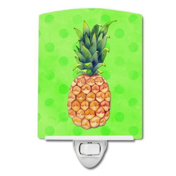 Caroline's Treasures BB8190CNL Pineapple Green Polkadot Ceramic Night Light, 6x4x3", multicolor