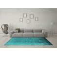 thumbnail image 3 of Ahgly Company Machine Washable Indoor Rectangle Oriental Turquoise Blue Industrial Area Rugs, 4' x 6', 3 of 4