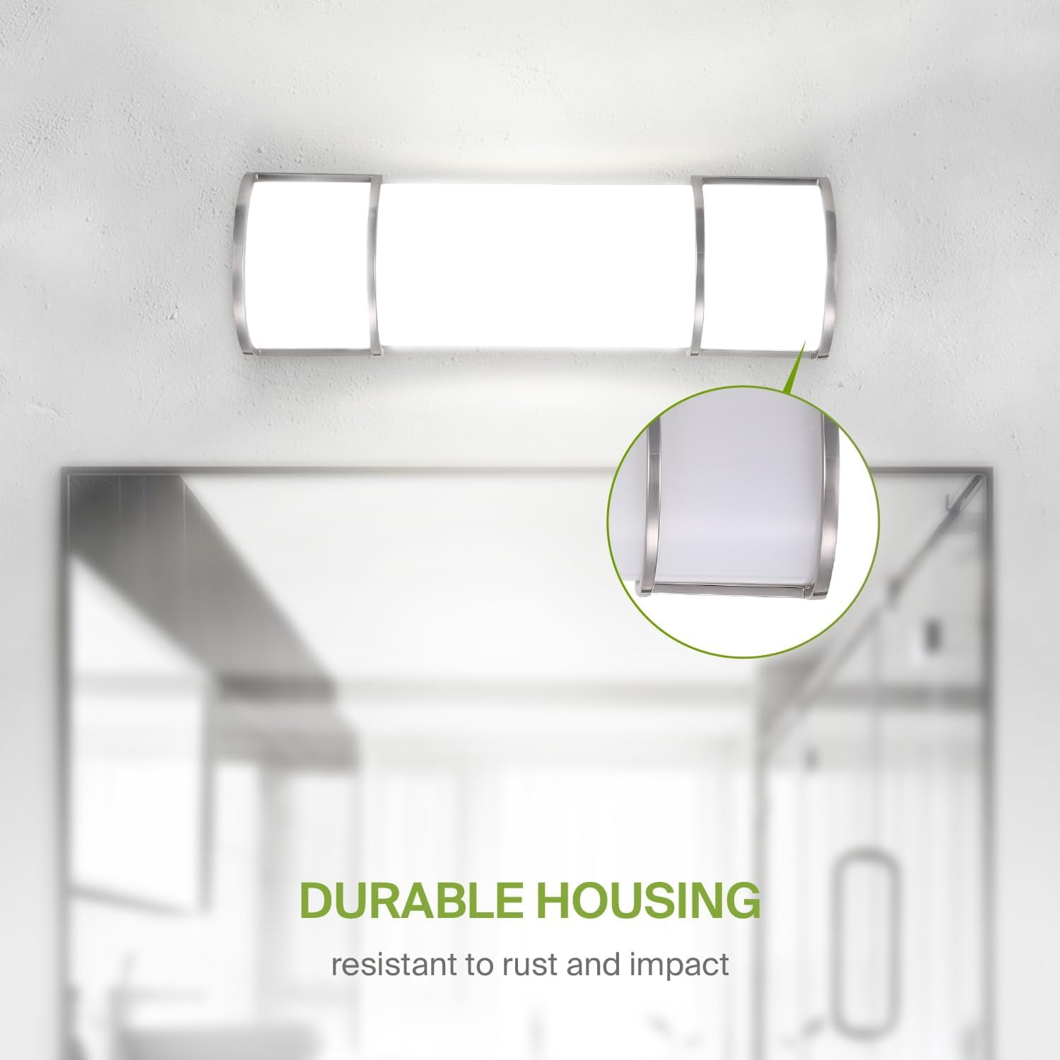 ASD LED 18 Inch Flush Mount Vanity Lighting Fixture | 20W 1650LM 3000K-5000K 120V | 3CCT, Dimmable, Energy Star, ETL Listed | Bathroom Linear Wall Light Bar, Long Tube Bath Sconce | Nickel, 4 Pack
