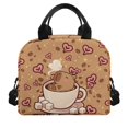 thumbnail image 2 of HUIACONG Aluminum Film Wear Resistant Fabric Lunch Bag for Travel Hiking, Lightweight Lunch Tote, Capybara Coffee Pattern, 2 of 10