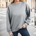 thumbnail image 2 of Vedolay Hoodless Sweatshirts for Women 2023 Plus Oversized V-Neck Long Sleeve Pocket Gray,S, 2 of 5