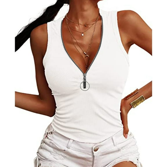 Vedolay Womens Tank Tops Womens Tank Tops V Neck Lace Floral Print Sleeveless Shirts Summer Fashion Blouses,White L