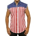 thumbnail image 5 of fnnxeal Mens Red Patriotic USA Flag Sleeveless Button Down Shirt Casual Western Frayed Top with Chest Pockets Relaxed Fit for Holiday Daily WearSize 2XL, 5 of 9