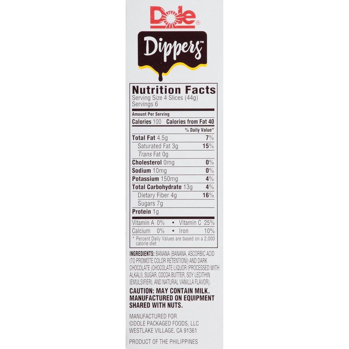 (6 Pack) Dole Dark Chocolate Frozen Banana Dippers, 1.55 oz