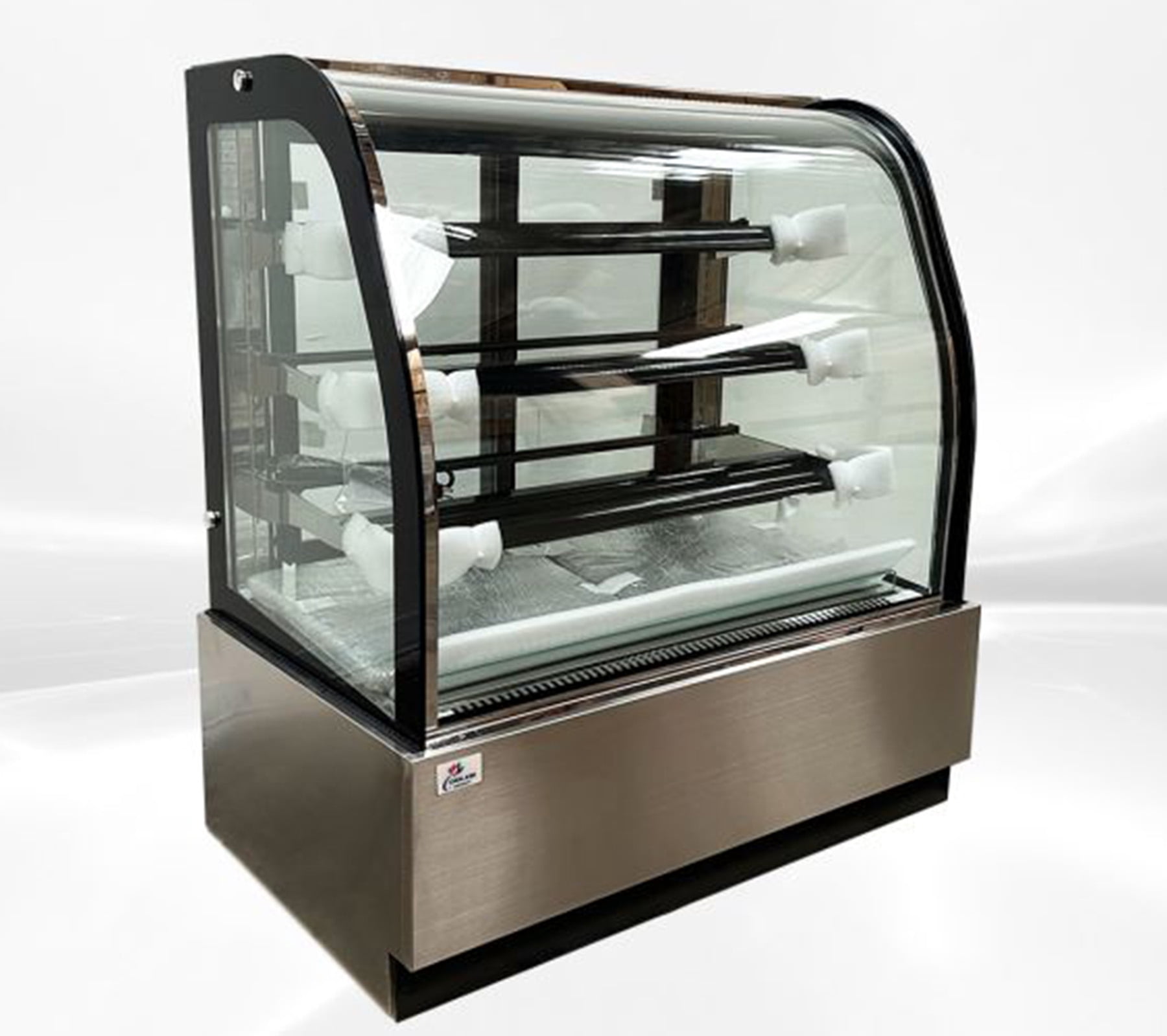 60" Commercial Curved Glass Refrigerated Bakery Display Case, Cake Showcase Refrigerator, NSF Certified