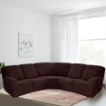 thumbnail image 1 of HAHDAXIA Housse Extensible pour Fauteuil Inclinable 5 Places 7 Pcs en Forme de L, Housse de Canapé Sectionnelle en Velours, Protecteur de Meubles, Housses de Canapé en Jacquard Doux Lavables Marron, 1 of 7