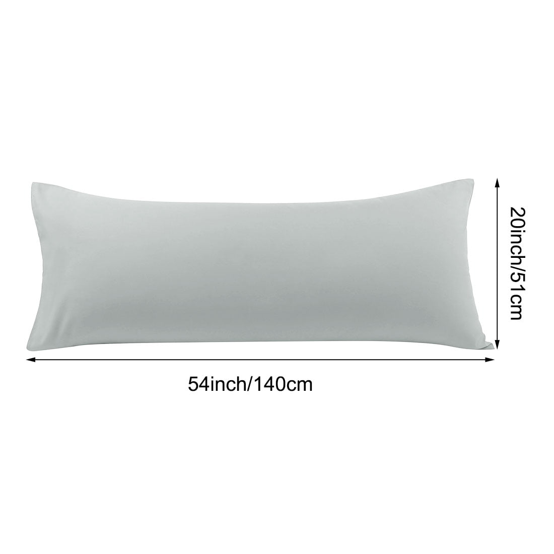Unique Bargains Microfiber Solid Body Pillow Cover, 20" x 54", Light Grey