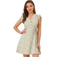 thumbnail image 1 of INSPIRE CHIC Robe Ceinturée à Fleurs pour Femme, Col en V Croisé, Manches Pétales, 1 of 6