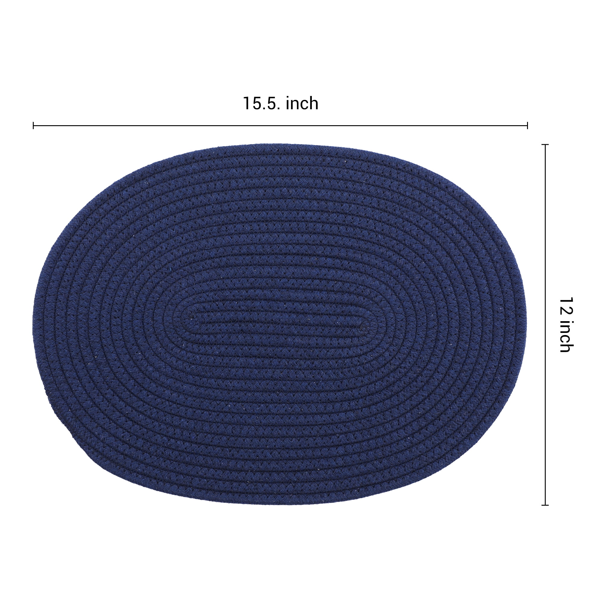 Unique Bargains Set of 4 Cotton Rope Placemats for Dining Table Decor Table Mat Navy Blue