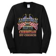 thumbnail image 2 of Wild Bobby, American By Birth Christian By Choice USA Flag Inspirational/Christian Mens Long Sleeve Shirt, Black, Small, 2 of 3