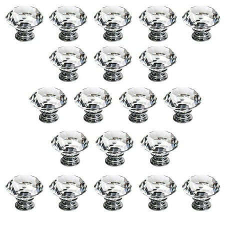 Glass Handles For Dresser VGEBY 20 Pcs Crystal Glass Cabinet Knobs 30mm Diamond Shape Drawer Kitchen Cabinets Dresser Cupboard Wardrobe Pulls Handles ()