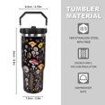 thumbnail image 4 of Baiheyi 30 oz Black Spill Proof Mushroom Tumbler with Top Handle and Straw Lid Stainless Steel Double Wall Insulated Tumbler Coffee Mug Gift for Women Men Cup for Car, 4 of 6