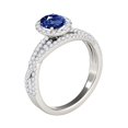 thumbnail image 3 of Aonejewelry 1.15 Ct. Ttw Halo Diamond Oval Shape Sapphire Ring In 10k White Gold, 3 of 4