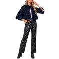 thumbnail image 2 of INSPIRE CHIC Sequin Jackets for Women's Velvet Capelet Cocktail Sprakly Bolero Shrugs XL Dark Blue, 2 of 6