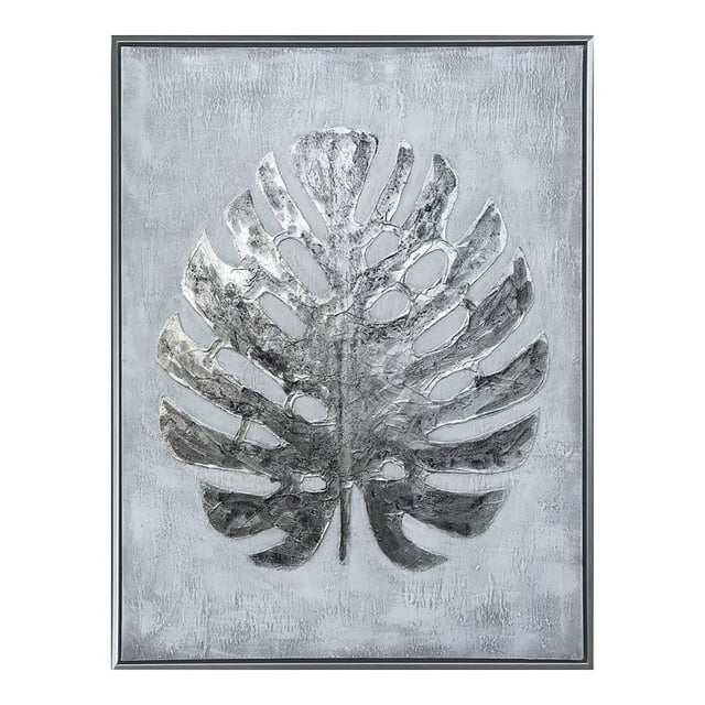 Gild Design House Plastic Frame Jungle II Hand Painted Canvas in Silver/White